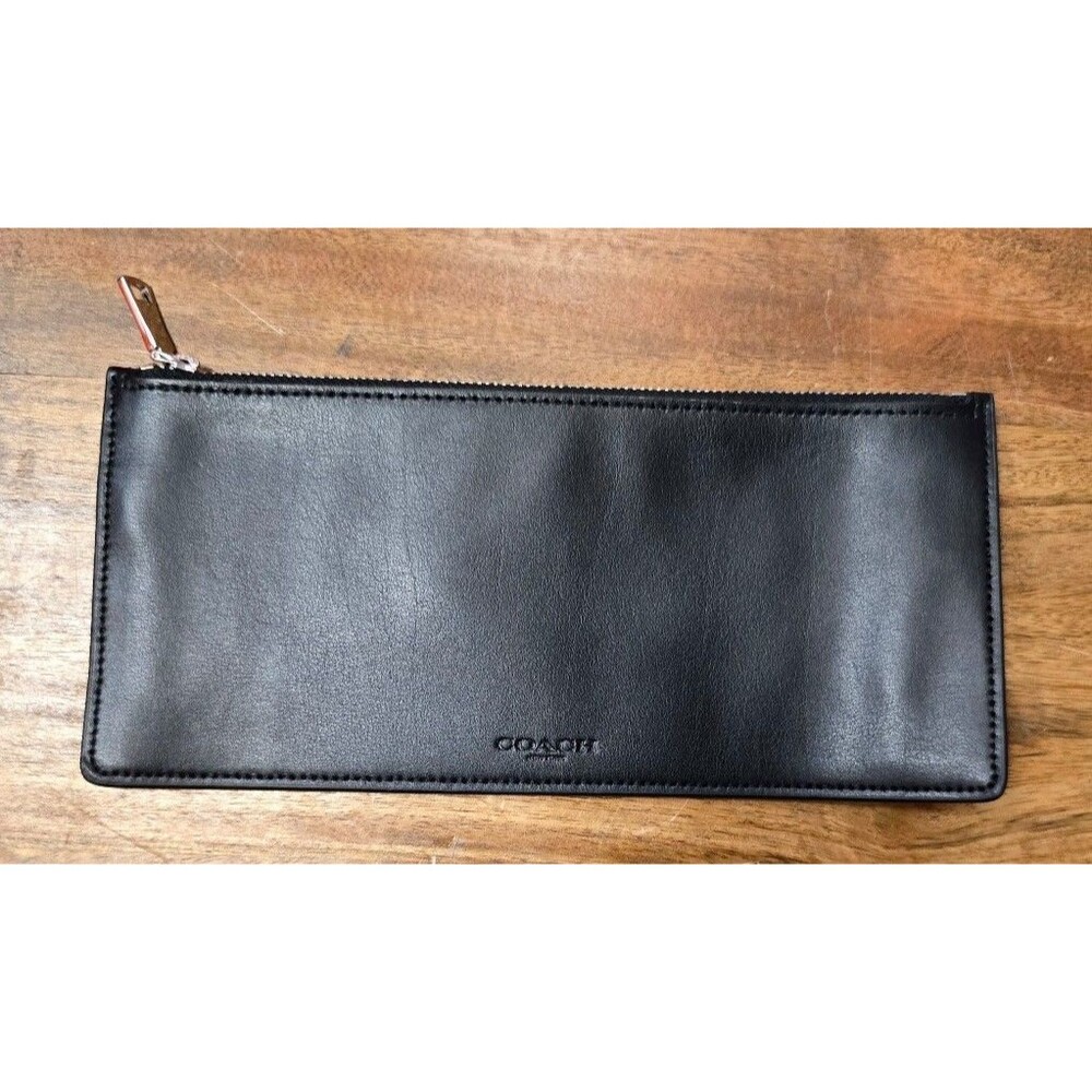Coach Black Silver Tab/Zipper Envelope Money Wallet